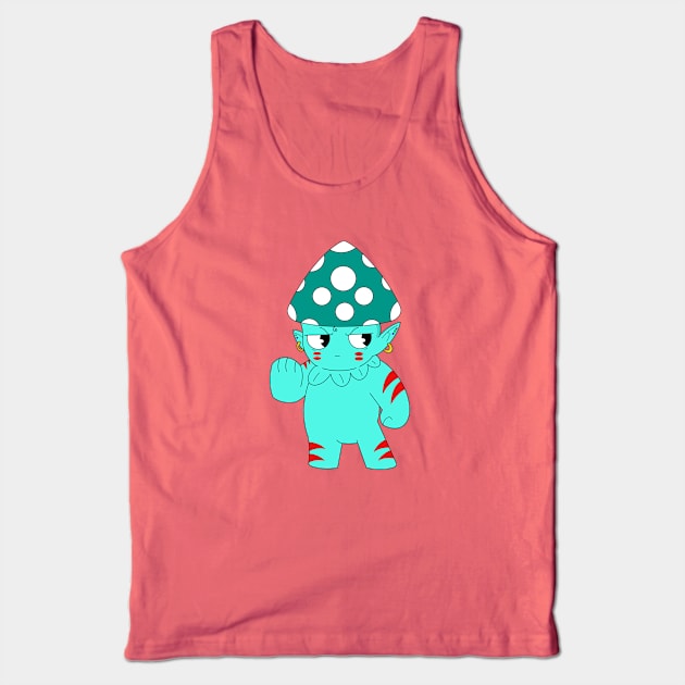 Cyan Mushroom Warrior Tank Top by garciajey